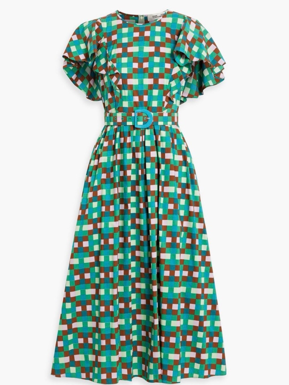 NWT Diane Von Furstenberg Damon Belted Cotton Poplin Midi Dress Lined 10 Zip